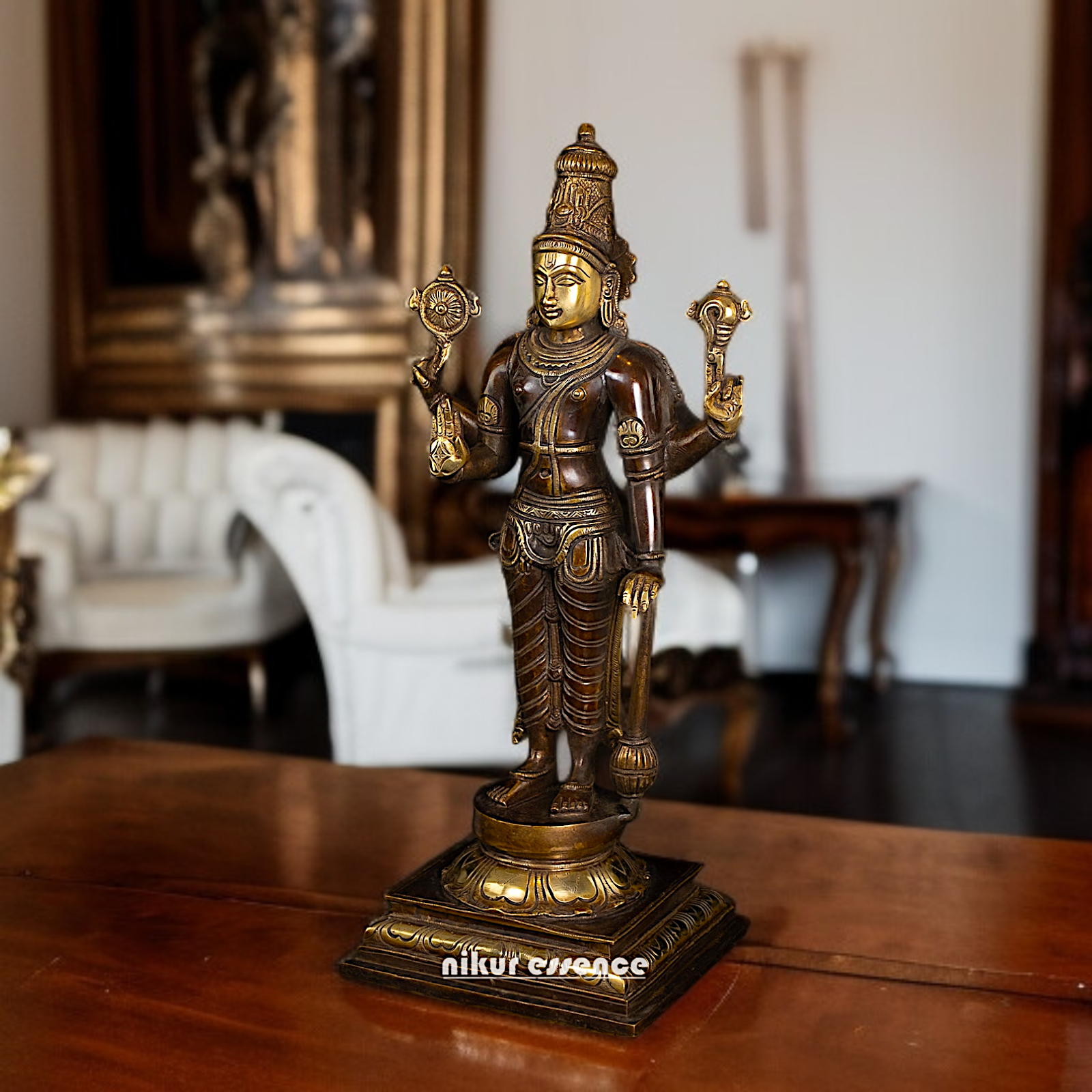 Buy Vishnu Blessing with Gada Brass idol - 18 Inches Nikuressence