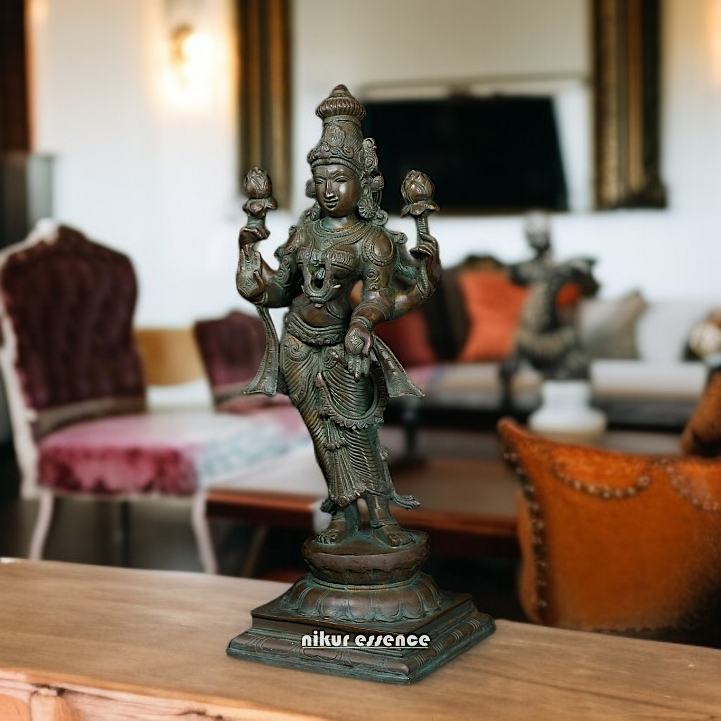 Lakshmi Brass standing Pooja statue - 17 Inches Nikuressence