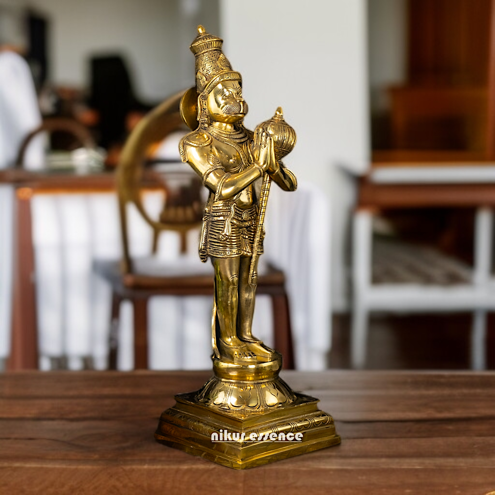 Big Hanuman ji namaskar with Gada Brass statue - 23 Inches Nikuressence
