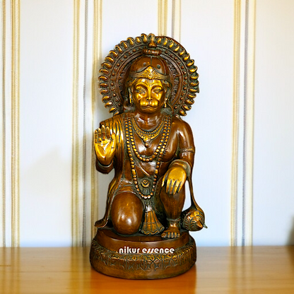 Hanuman ji monkey God Blessing Sitting Brass idol - 19 Inches Nikuressence