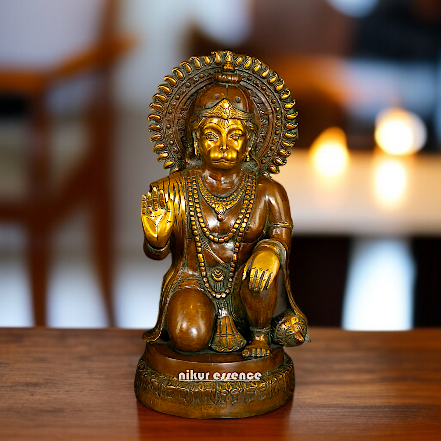 Hanuman ji monkey God Blessing Sitting Brass idol - 19 Inches Nikuressence