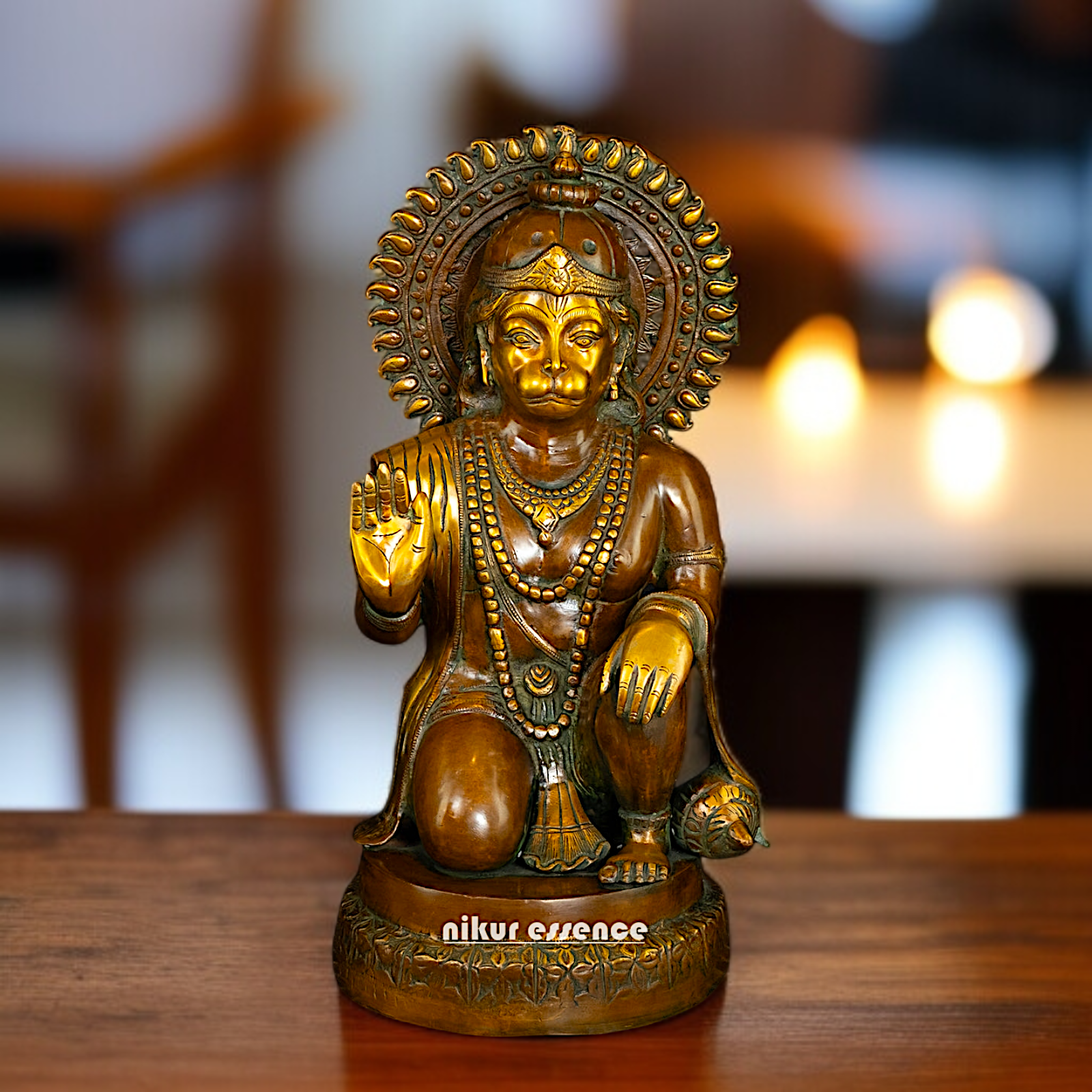 Hanuman ji monkey God Blessing Sitting Brass idol - 19 Inches Nikuressence