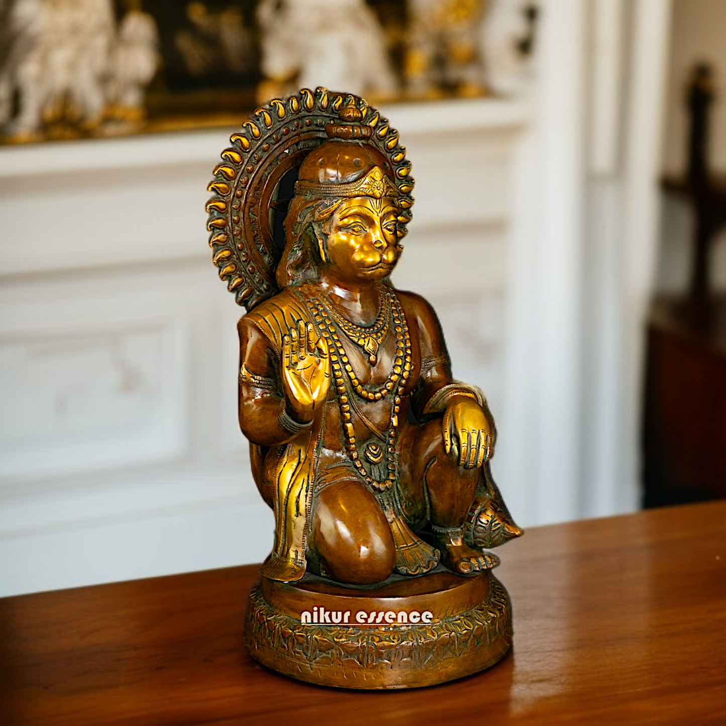 Hanuman ji monkey God Blessing Sitting Brass idol - 19 Inches Nikuressence