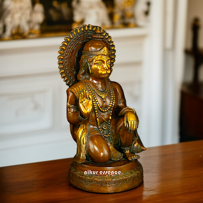 Hanuman ji monkey God Blessing Sitting Brass idol - 19 Inches Nikuressence