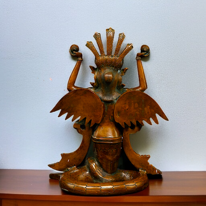 Naag Kanya Seated holding conch Brass statue - 15 Inches Nikuressence