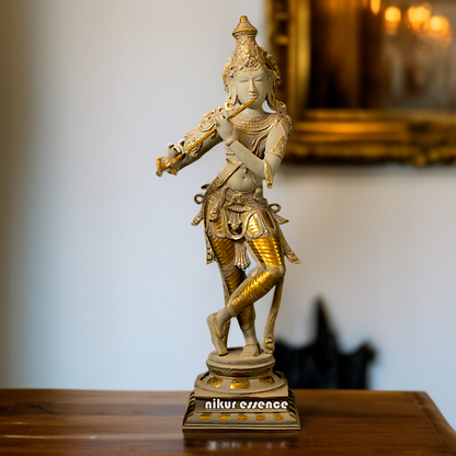 Large Govinda Krishna Standing with Playing Flute - 34 Inches Nikuressence