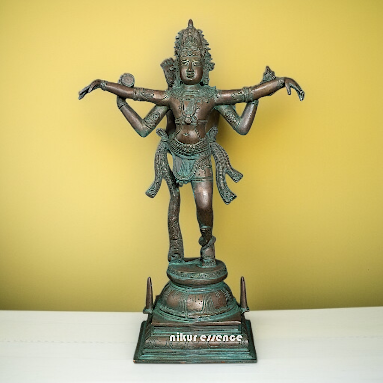Big Shiva Tandav with Four Armed Brass idol - 20 Inches Nikuressence