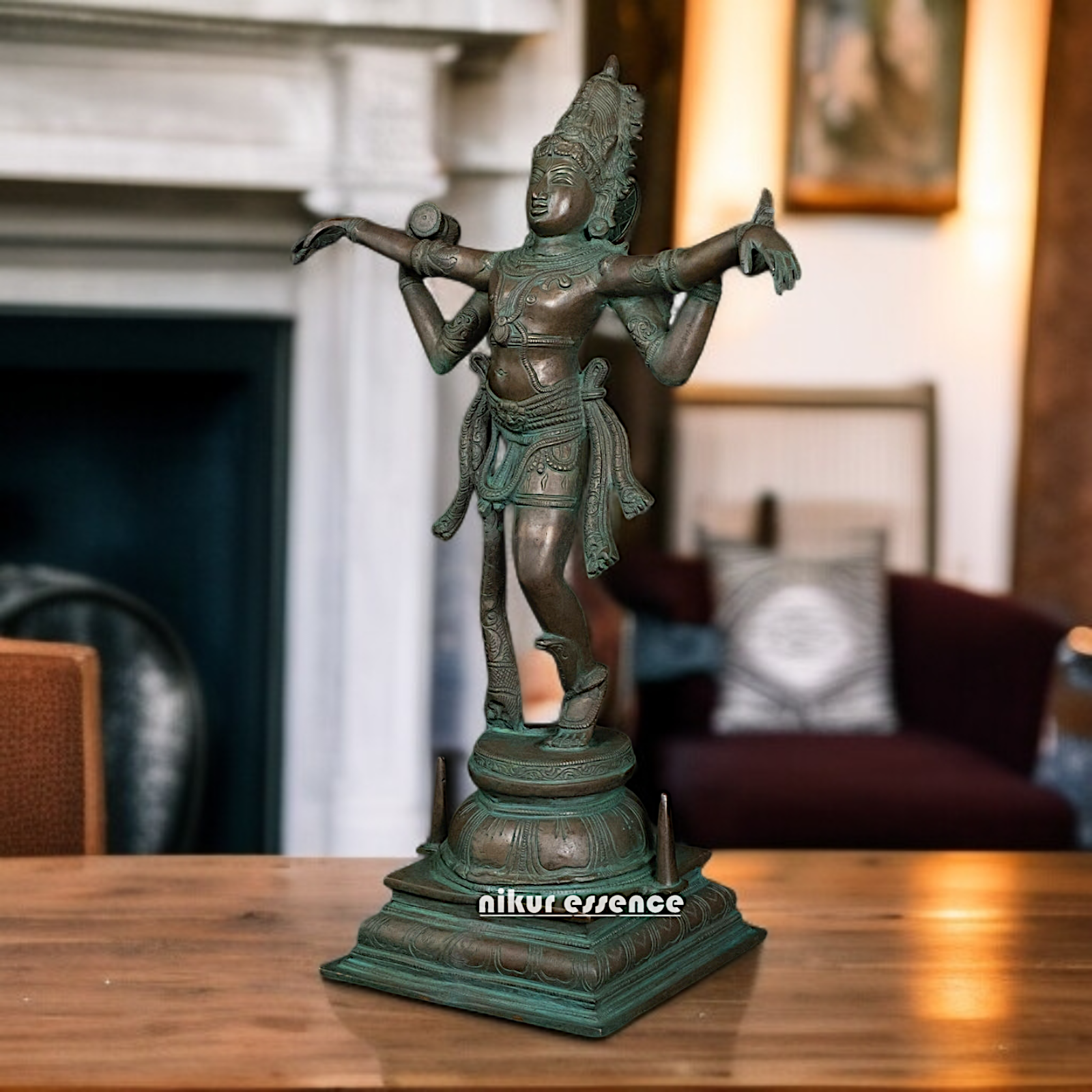 Big Shiva Tandav with Four Armed Brass idol - 20 Inches Nikuressence