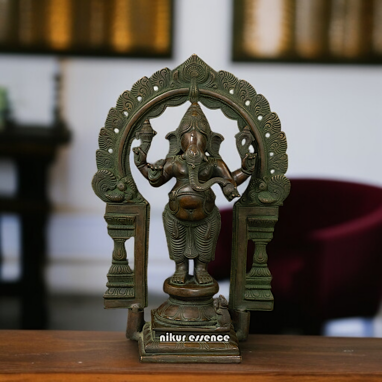 Vinayaka Ganesha Standing Brass idol - 14 Inches Nikuressence