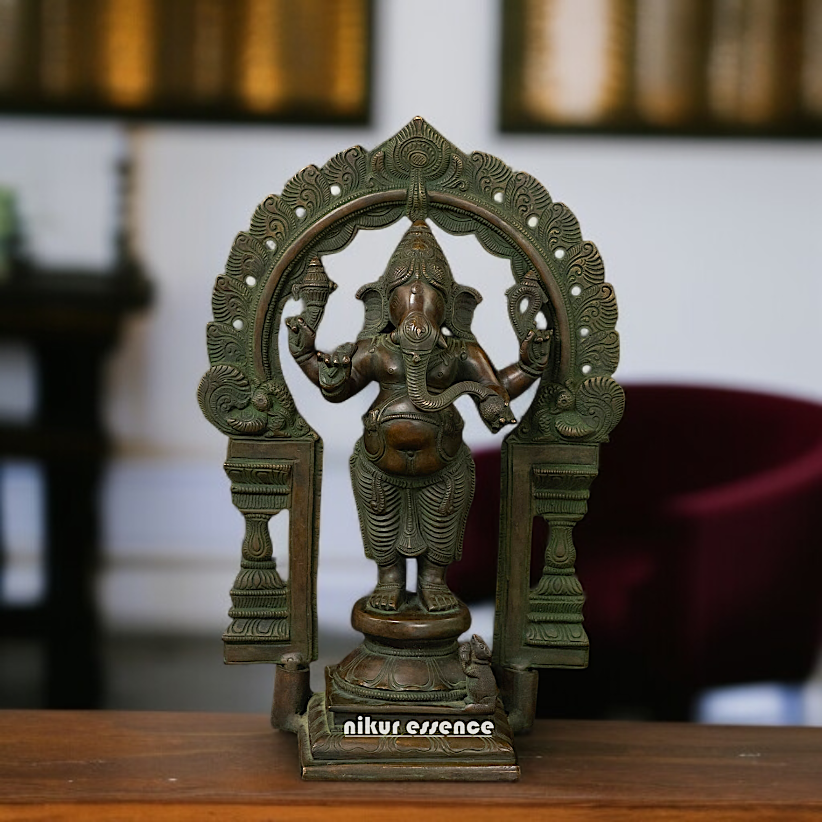 Vinayaka Ganesha Standing Brass idol - 14 Inches Nikuressence