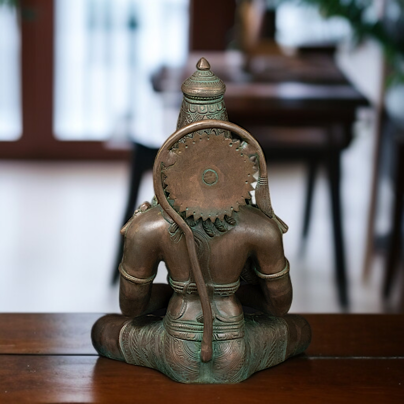 Brass Hanuman ji Sitting with Dhyan mudra Gada statue - 13 Inches Nikuressence