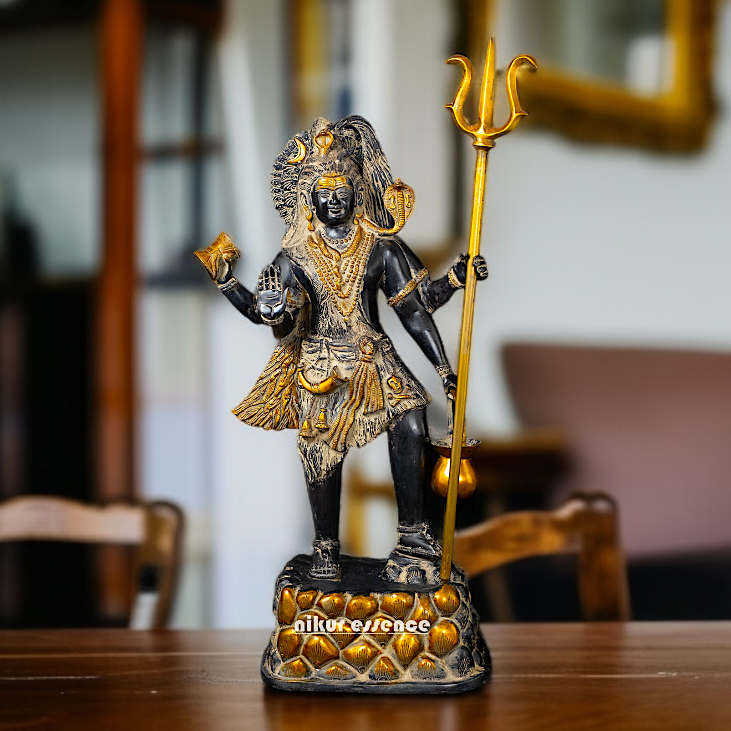 Big Shiva Standing with holding trident Trishul and Kamandalu Brass idol - 26 Inches Nikuressence