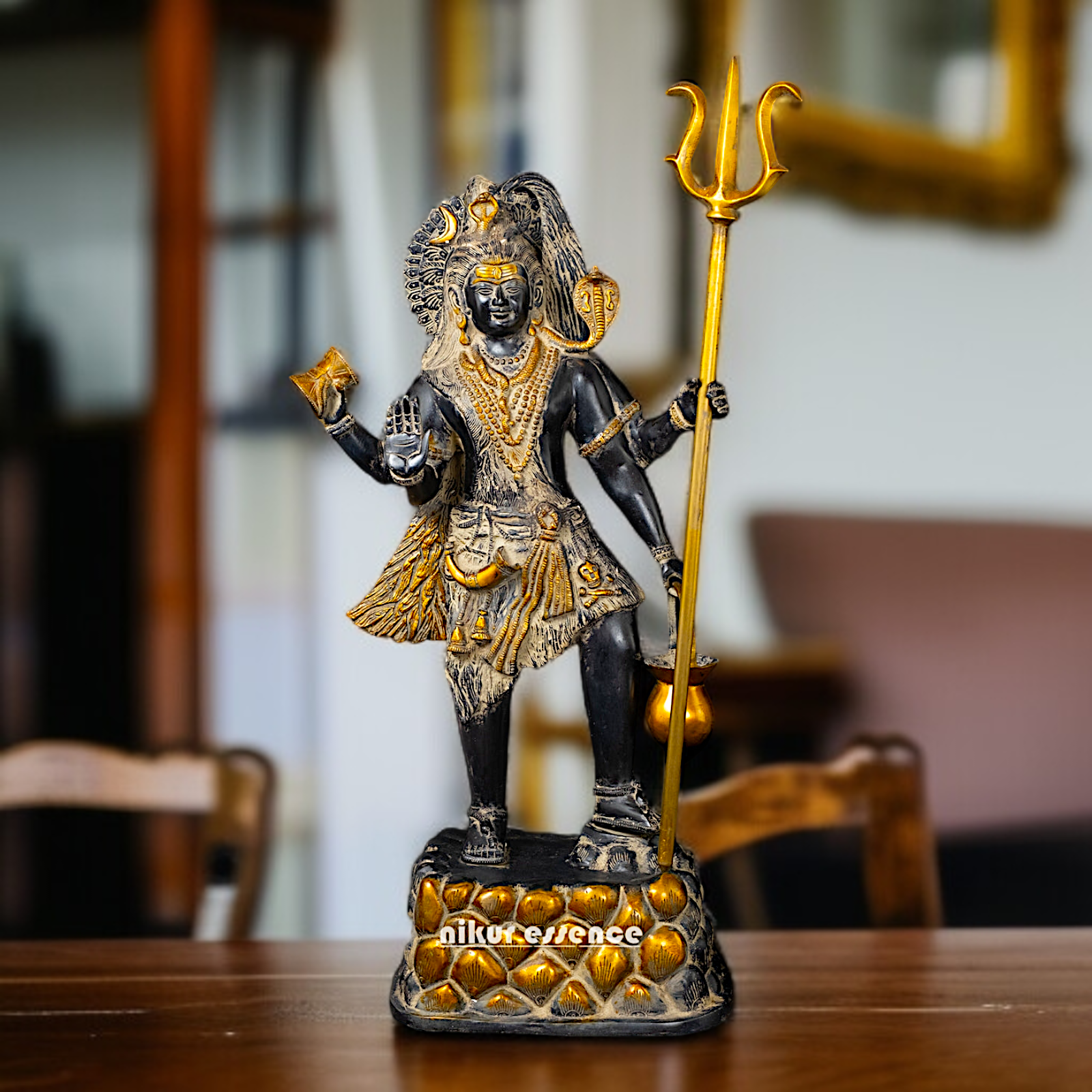 Big Shiva Standing with holding trident Trishul and Kamandalu Brass idol - 26 Inches Nikuressence