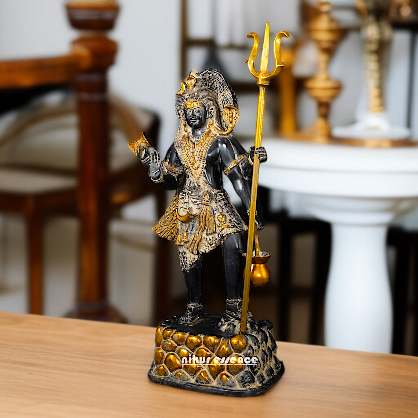 Big Shiva Standing with holding trident Trishul and Kamandalu Brass idol - 26 Inches Nikuressence