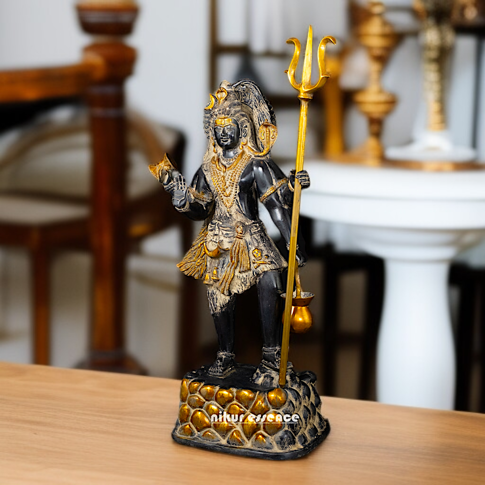 Big Shiva Standing with holding trident Trishul and Kamandalu Brass idol - 26 Inches Nikuressence