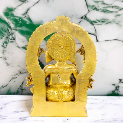 Pure Brass Ganesha Seated on throne kirtimukha statue - 18 Inches Nikuressence