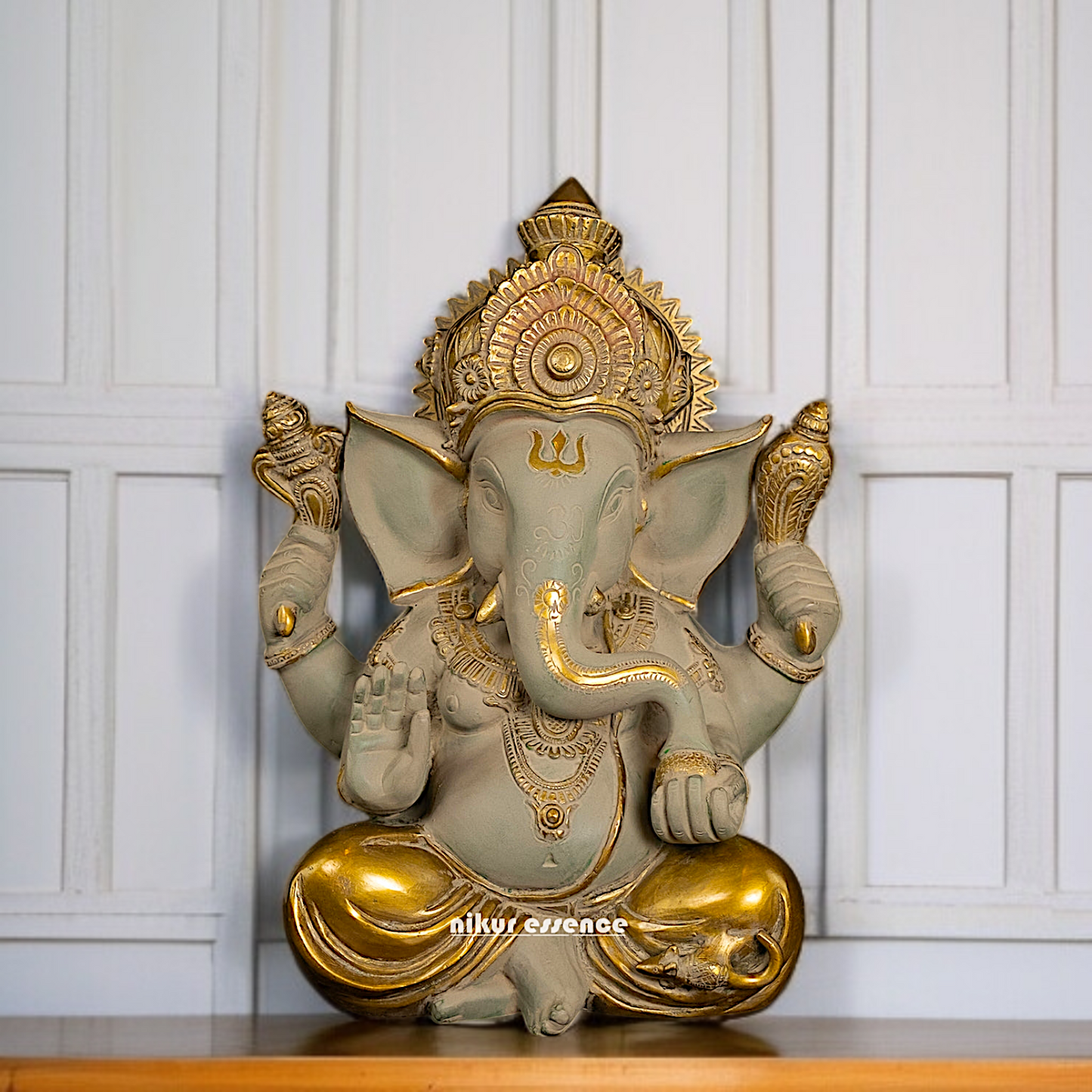 Brass Ganesha Blessing statue - 1 Feet Nikuressence