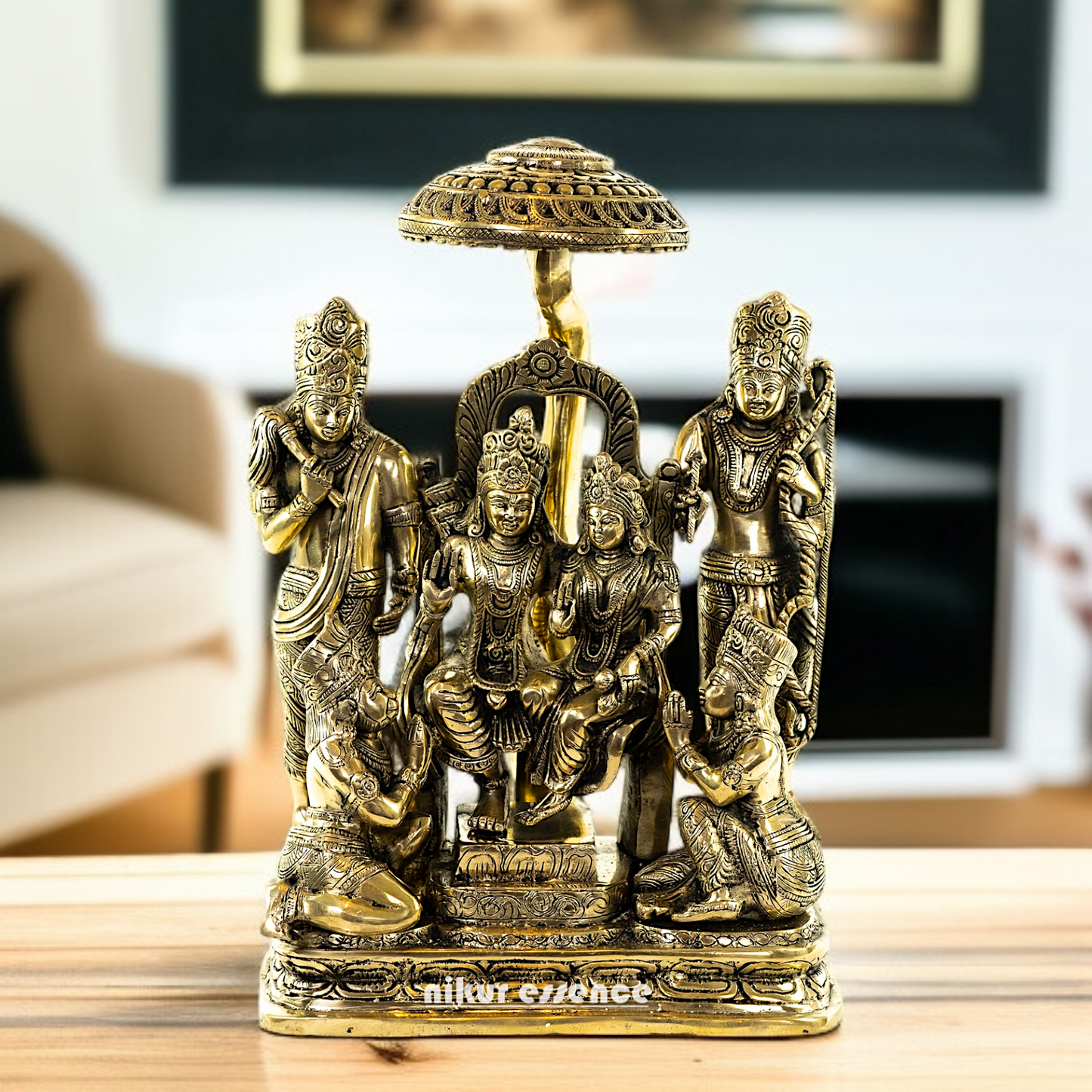 Pure Brass Ram darbar Parivar idol - 15 Inches Nikuressence