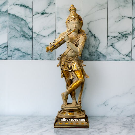 Large Govinda Krishna Standing with Playing Flute - 34 Inches Nikuressence