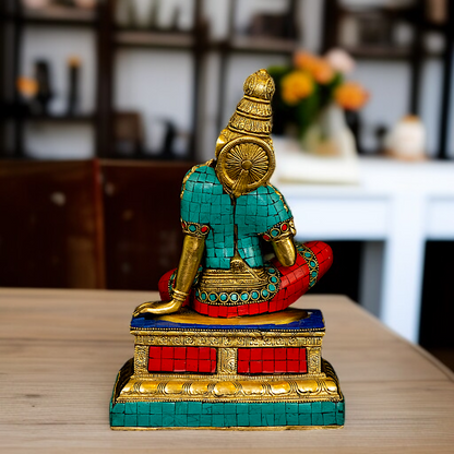 Parvati Devi seated with stone work Brass - 11 Inches Nikuressence