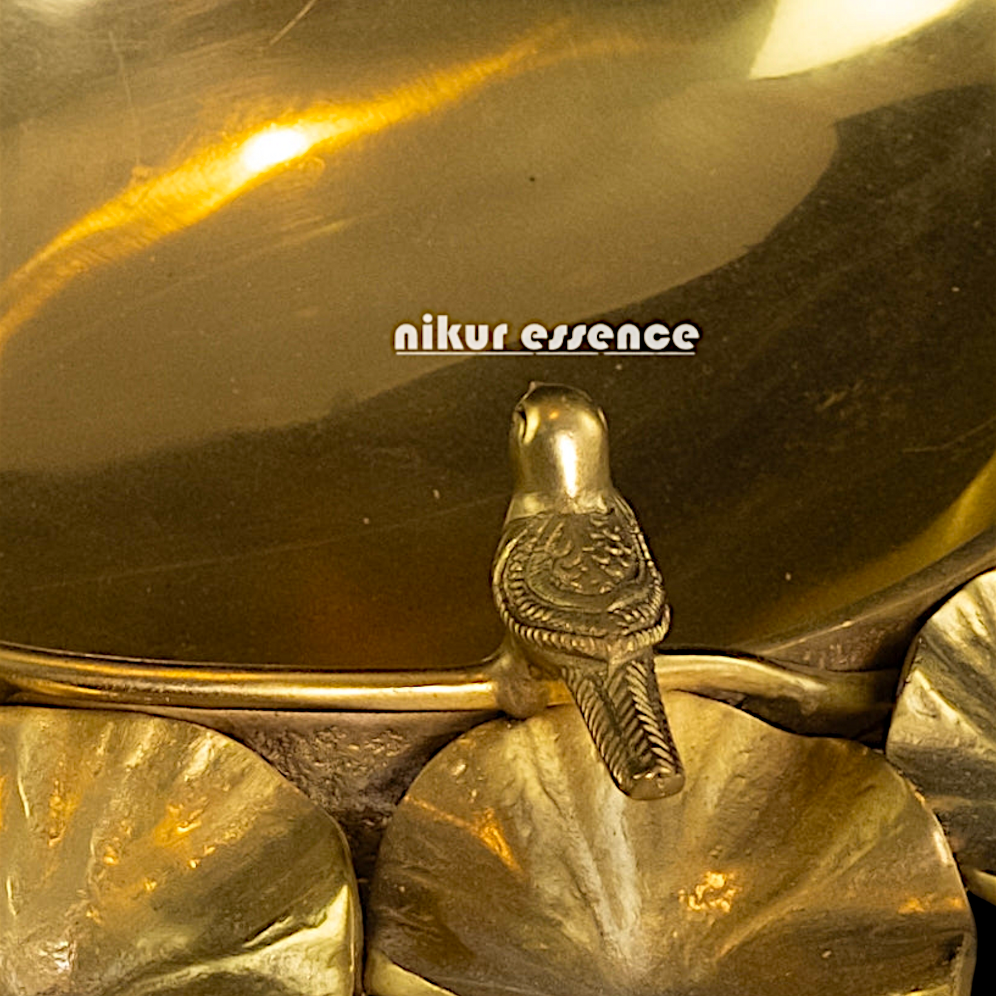 Pure Brass Urli with flower and Bird - 15 Inches Nikuressence