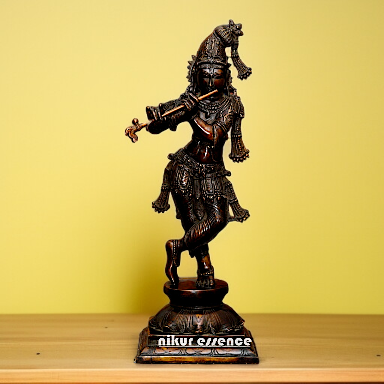 Big Brass krishna Govinda Playing Flute standing statue - 23 Inches Nikuressence
