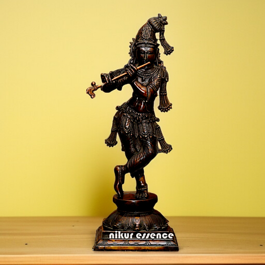 Big Brass krishna Govinda Playing Flute standing statue - 23 Inches Nikuressence