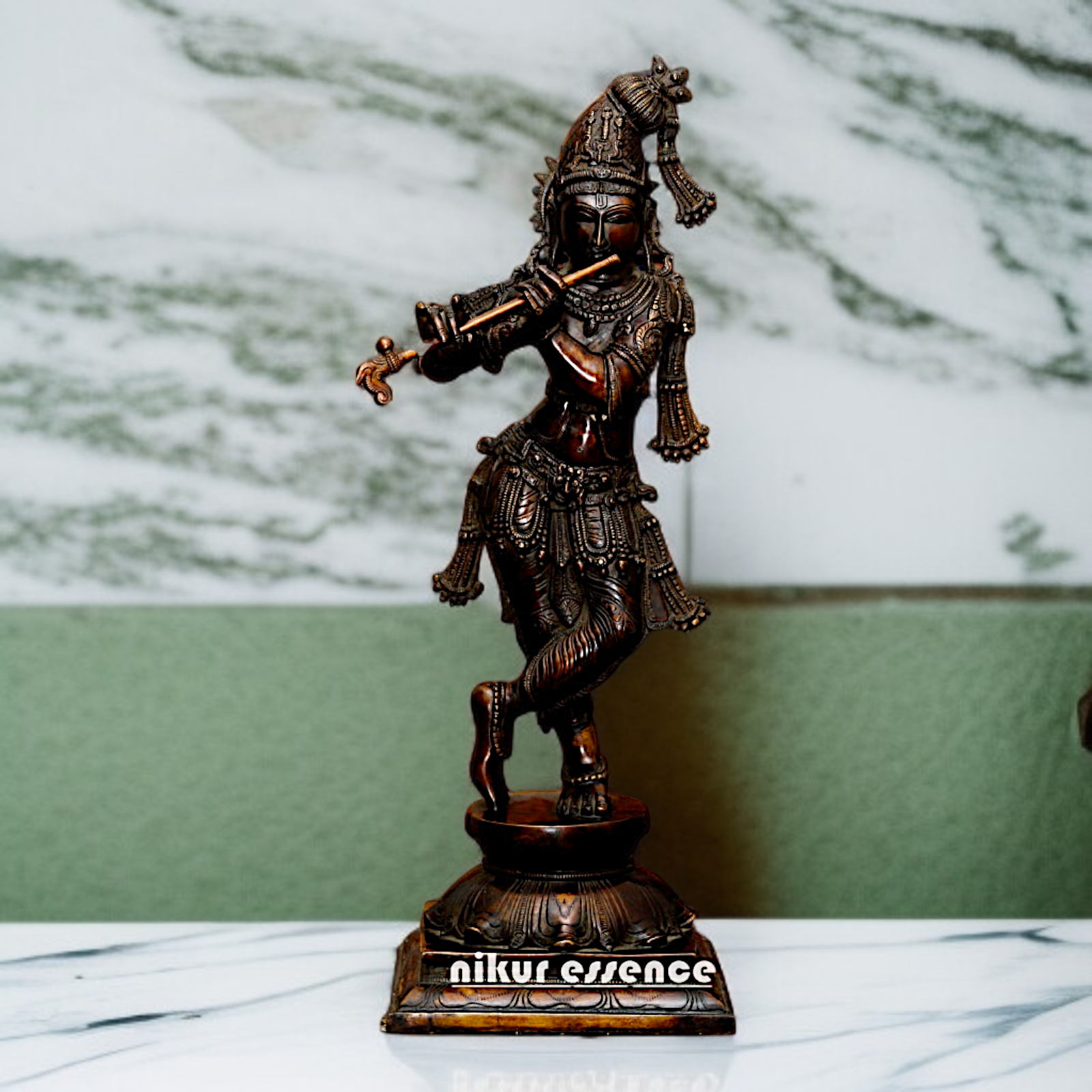 Big Brass krishna Govinda Playing Flute standing statue - 23 Inches Nikuressence