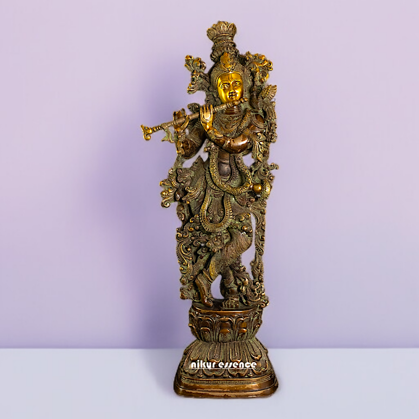 Large Venugopal Krishna Playing Flute standing Brass idol - 29 Inches Nikuressence