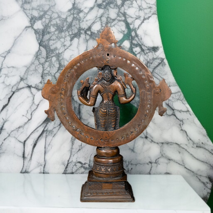 Vishnu sudarshan chakra standing with Blessing Brass four Armed idol - 16 Inches Nikuressence