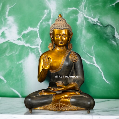 Buddha Sitting with Blessing Brass idol - 19 Inches Nikuressence