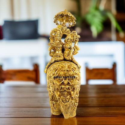 Radha Krishna Riding on elephant Solid Brass Big idol - 22 Inches Nikuressence