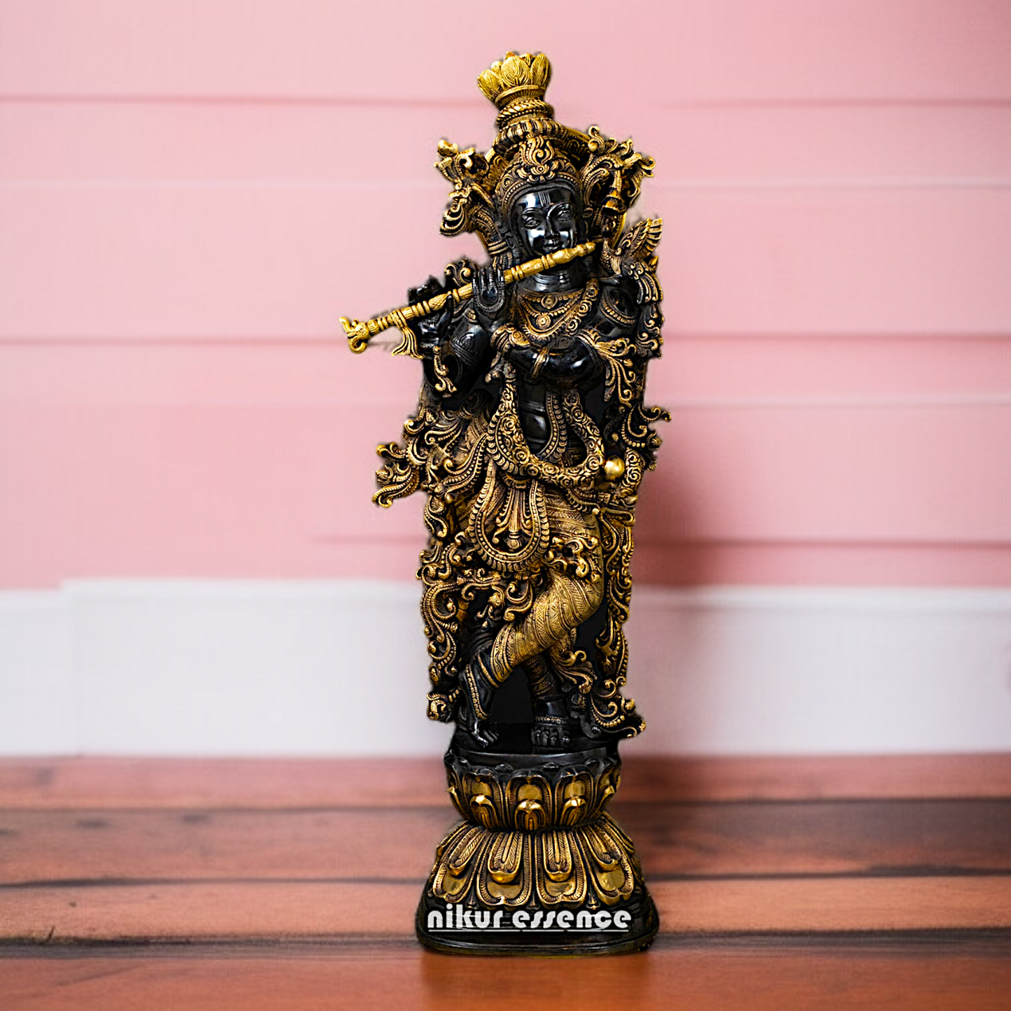 Brass Black krishna Standing Playing Flute - 29.5 Inches Nikuressence