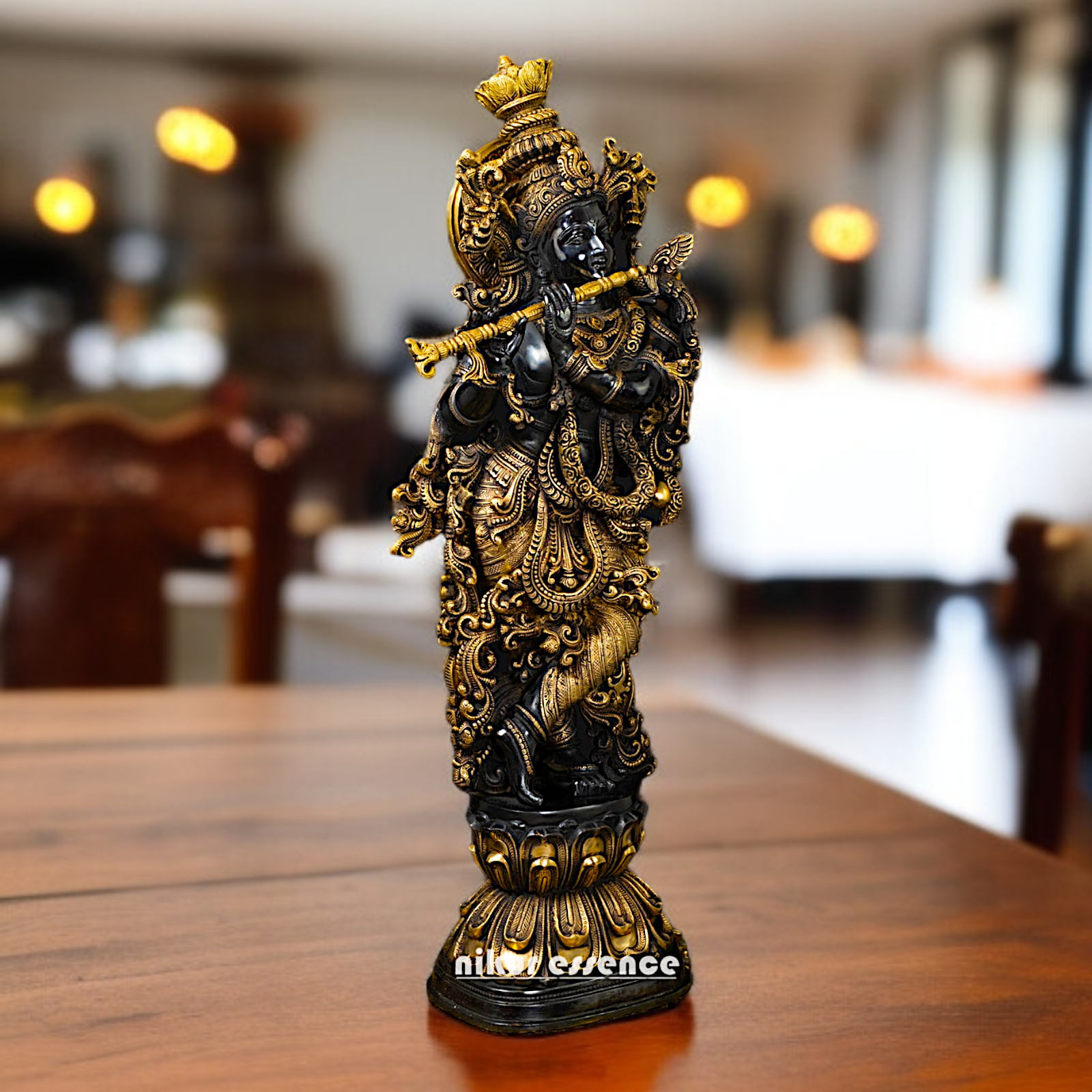 Brass Black krishna Standing Playing Flute - 29.5 Inches Nikuressence