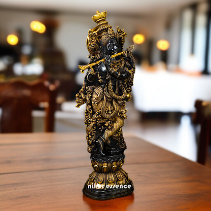Brass Black krishna Standing Playing Flute - 29.5 Inches Nikuressence