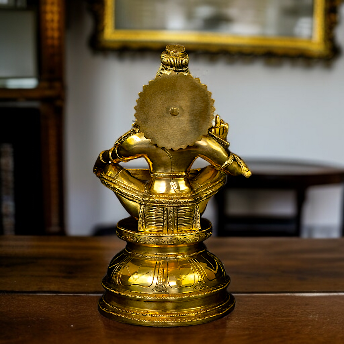 Pure Brass Ayyappa seated with Blessing idol - 14 Inches Nikuressence