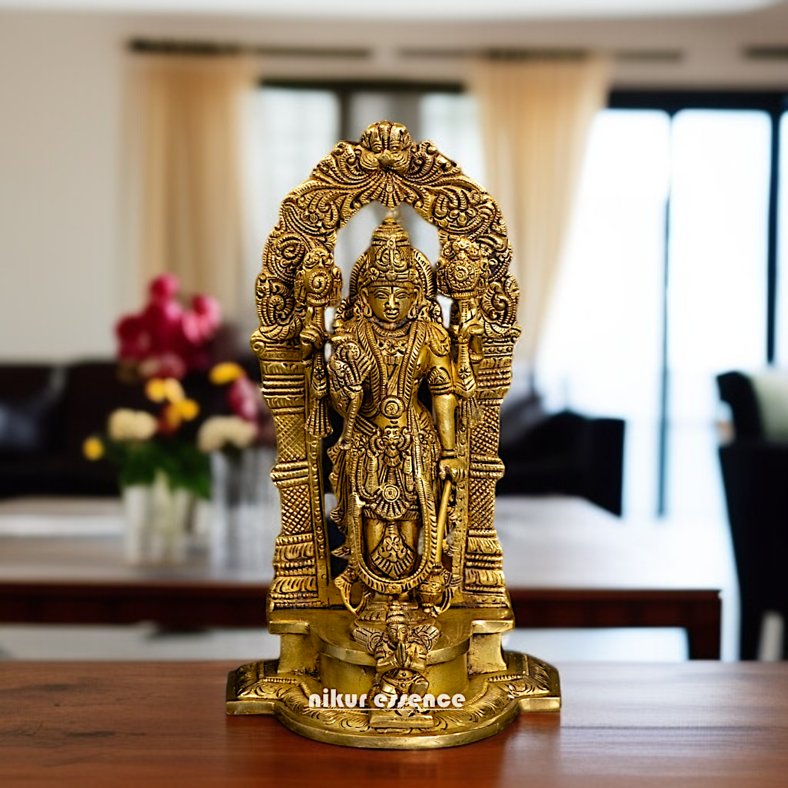 Pure Brass Vishnu Standing with Garuda statue - 9 Inches Nikuressence