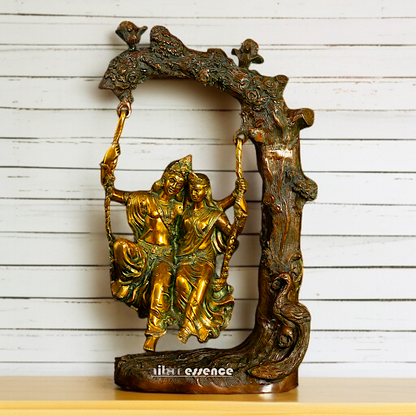 Brass Radha Krishna Swing Jhula statue - 23 Inches Nikuressence