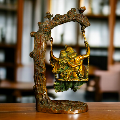 Brass Radha Krishna Swing Jhula statue - 23 Inches Nikuressence
