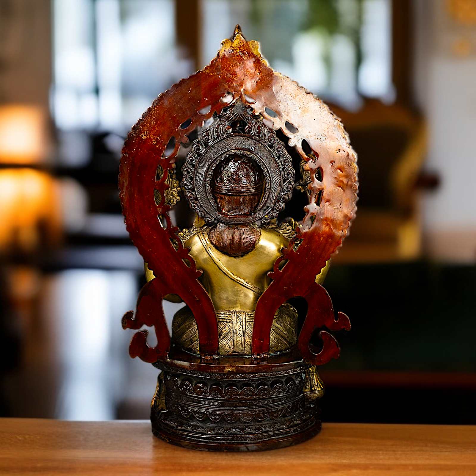 Large Ganesha Seated on singhasan Brass idol -26 Inches Nikuressence