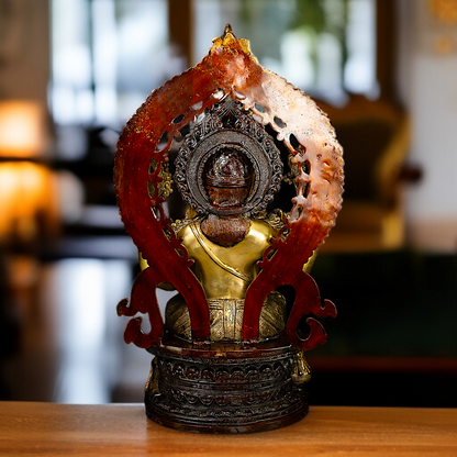 Large Ganesha Seated on singhasan Brass idol -26 Inches Nikuressence