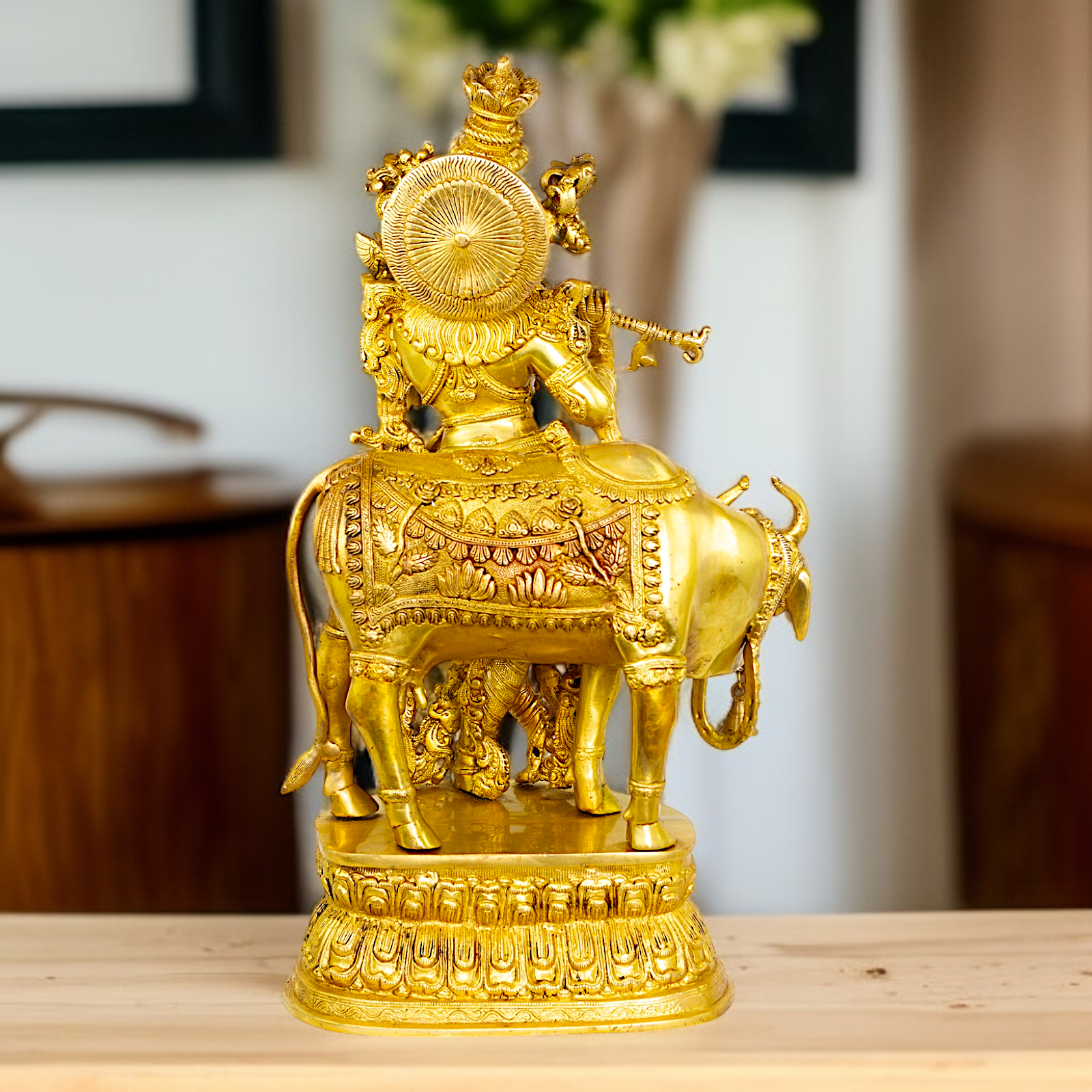 Big Krishna Standing with cow Playing Flute statue - 28 Inches Nikuressence