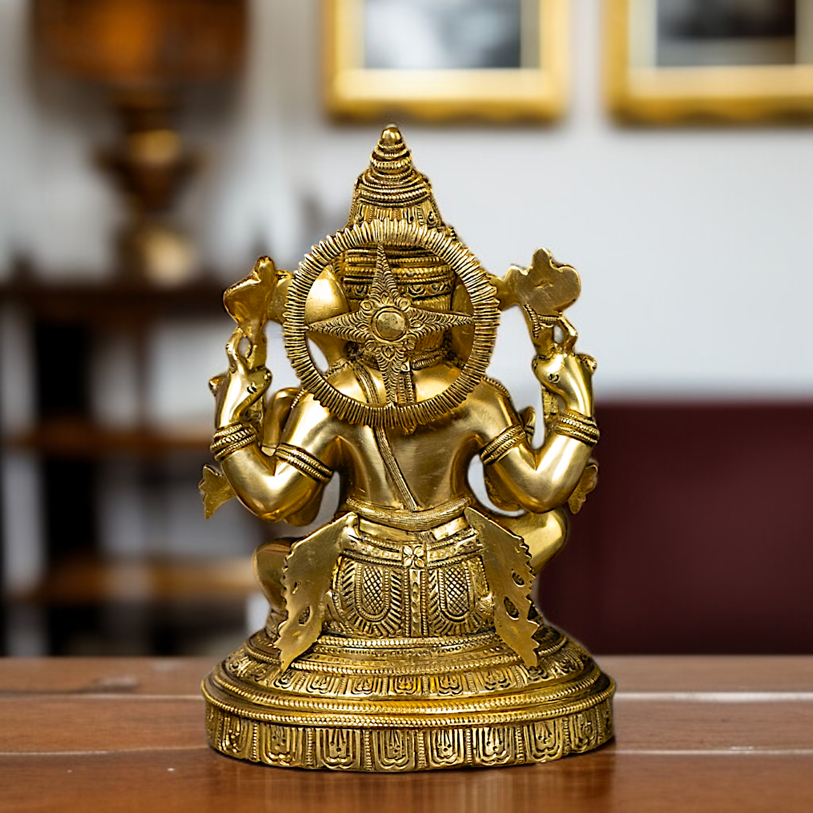 Solid Brass Ganesha Sitting with Four hand - 11 Inches Nikuressence