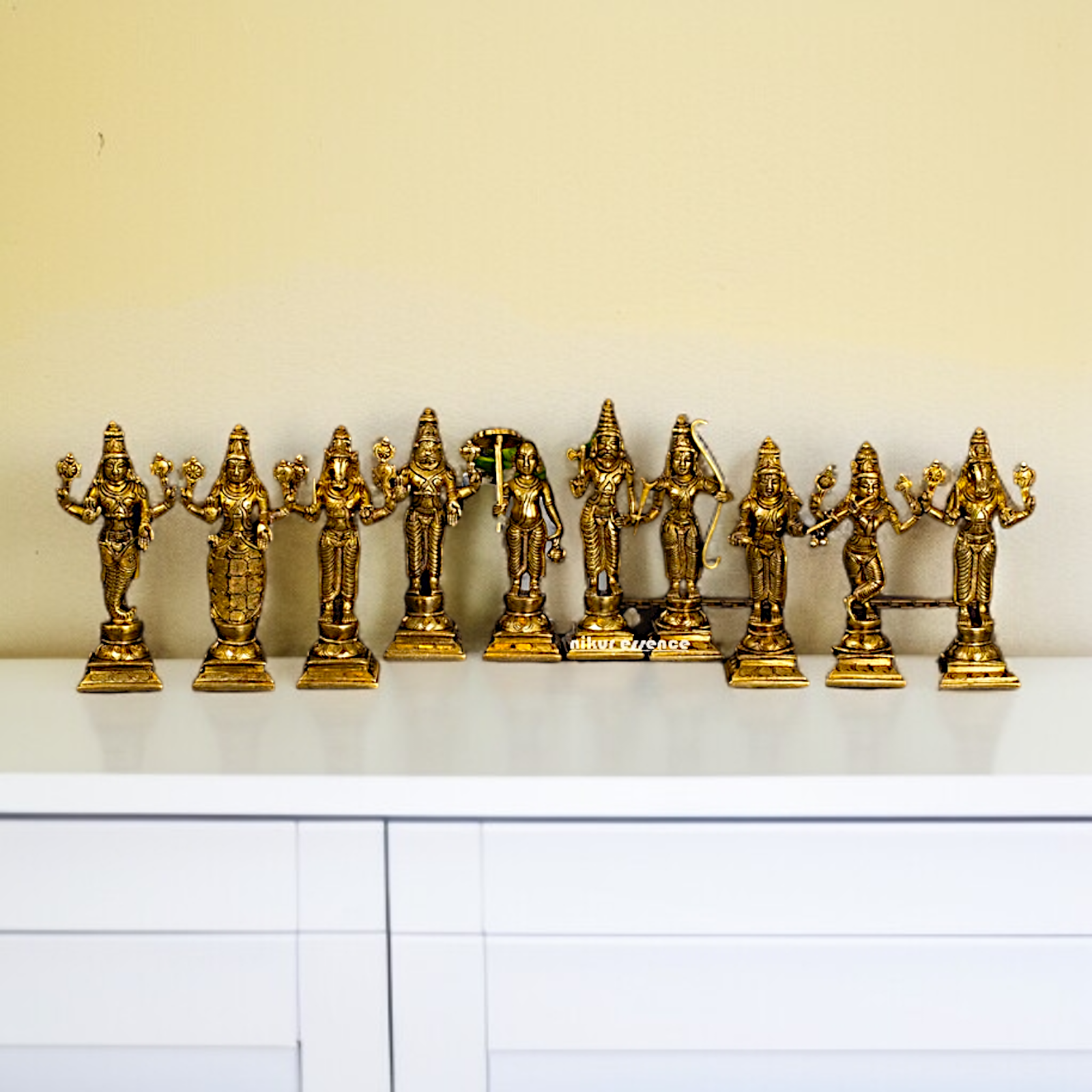 Brass Vishnu's Dashavatar Standing idol - 6 Inches Nikuressence