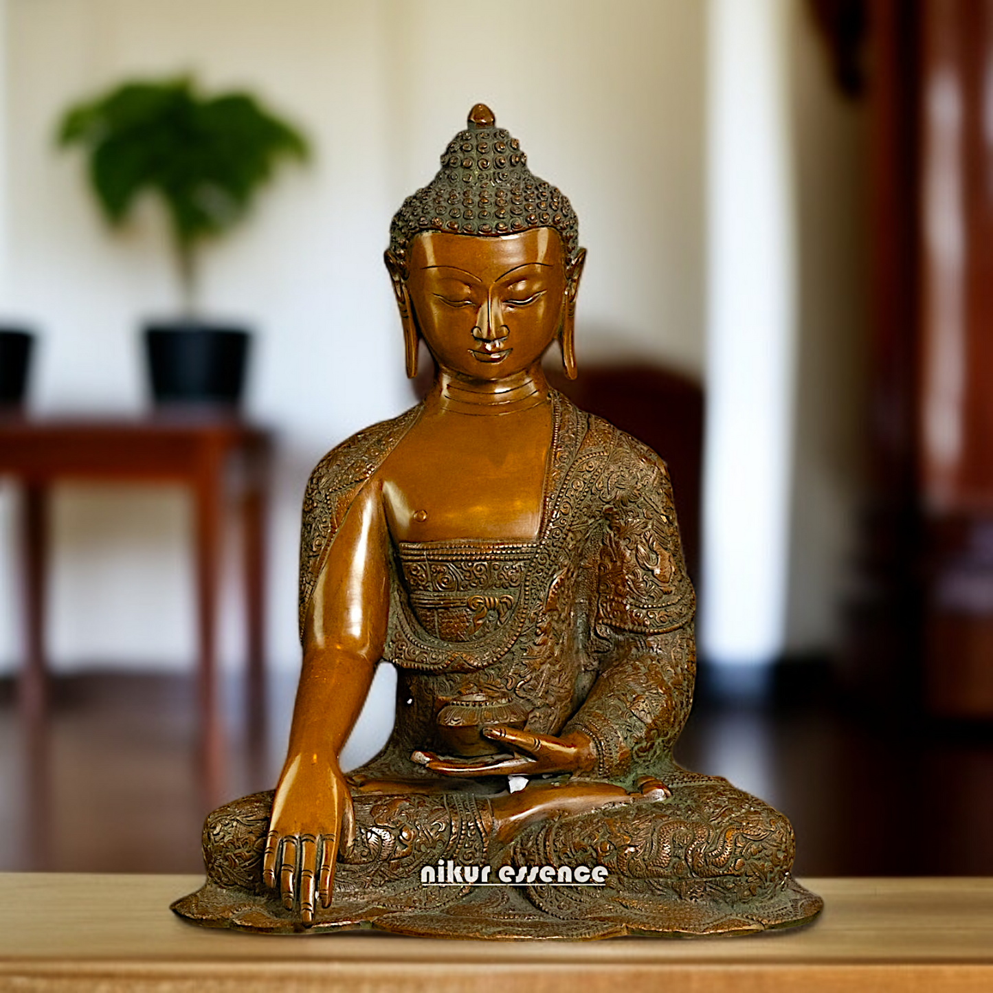 Online Buddha Sitting with meditation brass idol - 16 Inches Nikuressence