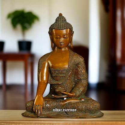 Online Buddha Sitting with meditation brass idol - 16 Inches Nikuressence