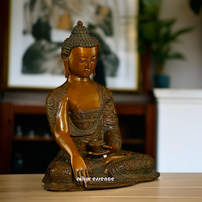 Online Buddha Sitting with meditation brass idol - 16 Inches Nikuressence