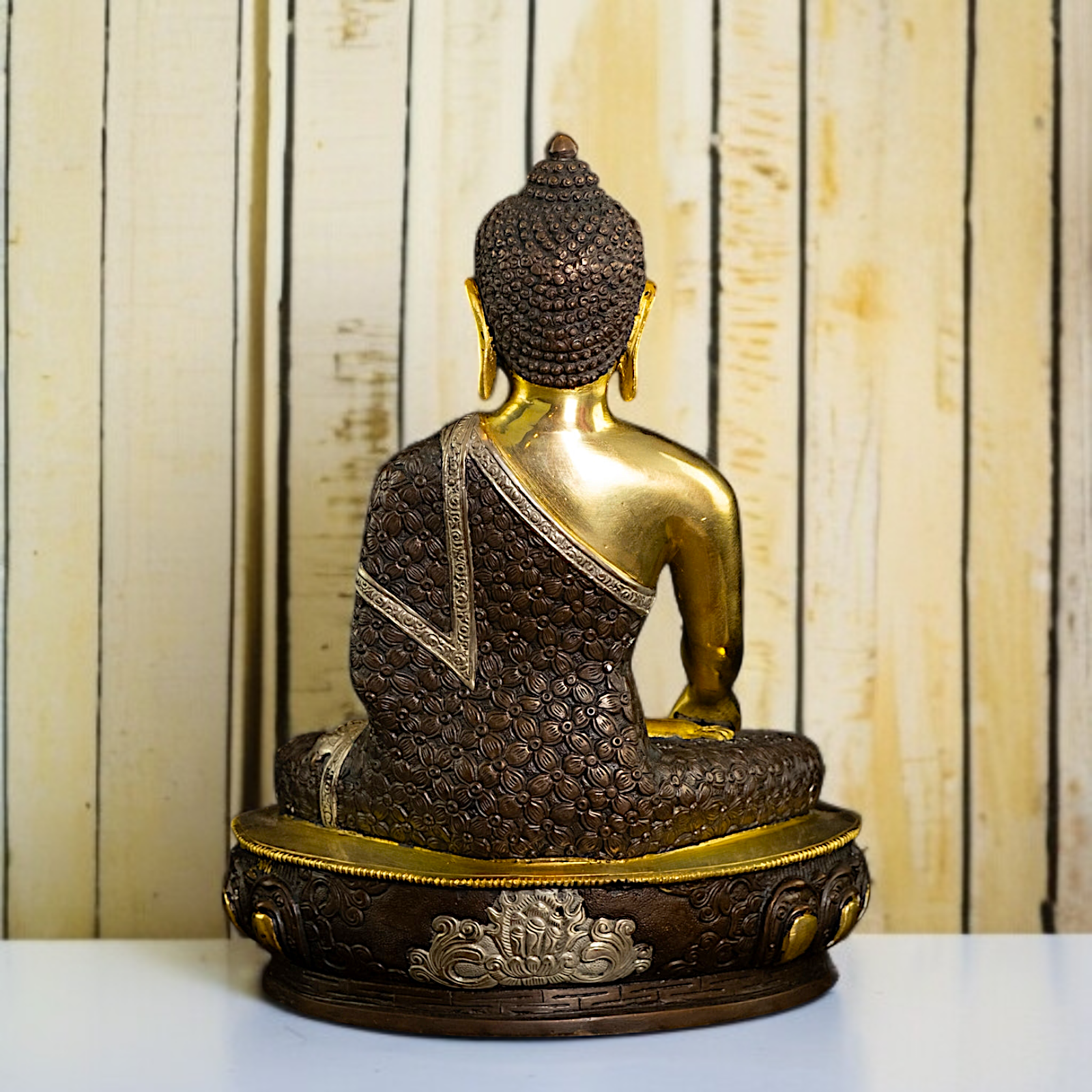 Buy Brass Buddha seated on throne meditation statue - 13 Inches Nikuressence