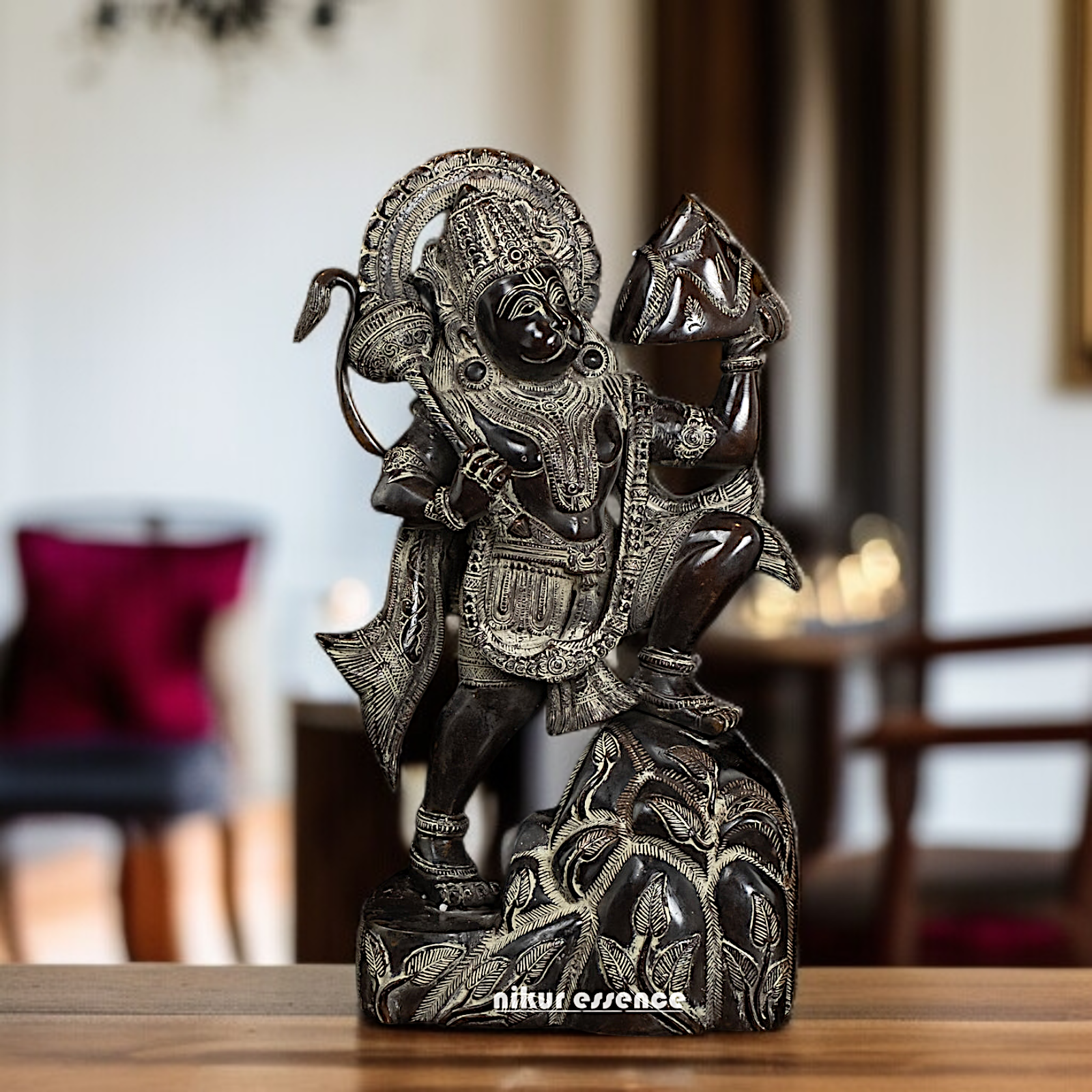 Buy Hanuman ji holding sanjeevni booti Mount Brass idol - 16 Inches Nikuressence