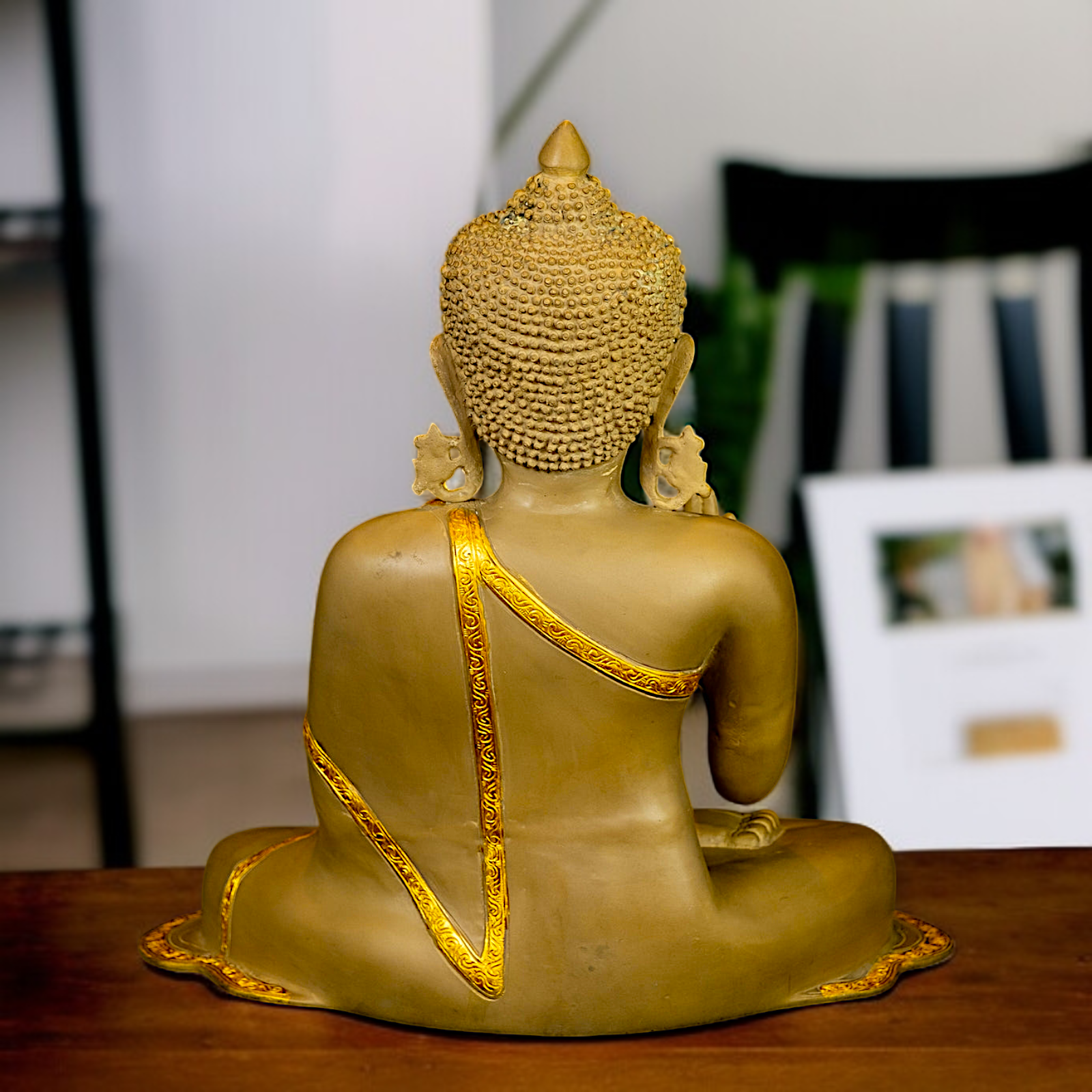 Brass Buddha seated with Blessing home decor idol - 18 Inches Nikuressence